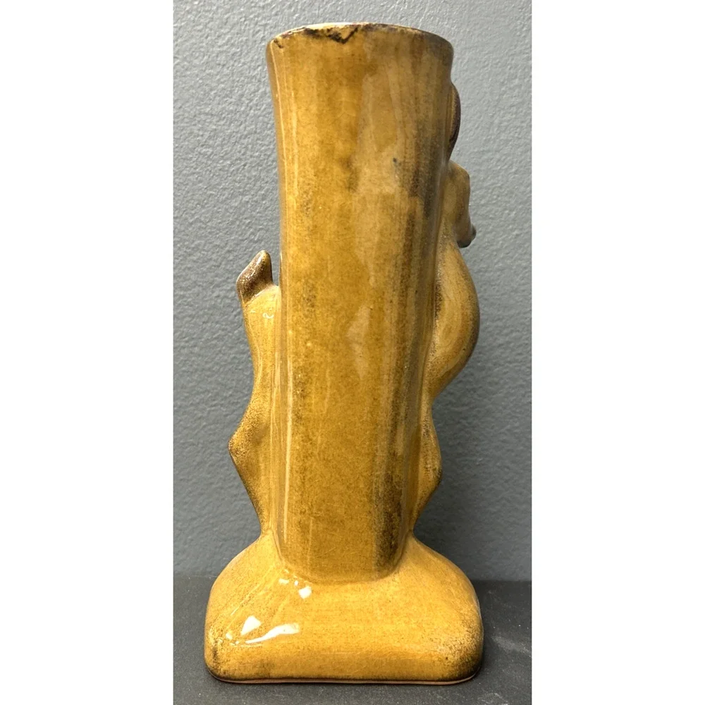 VTG Dryden Pottery Deer Vase Ozark Frontier Light Brown Drop Glaze 9” READ